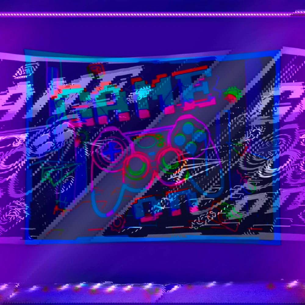 Game Room Black Light Responsive Wall Tapestry - Vivid Setups