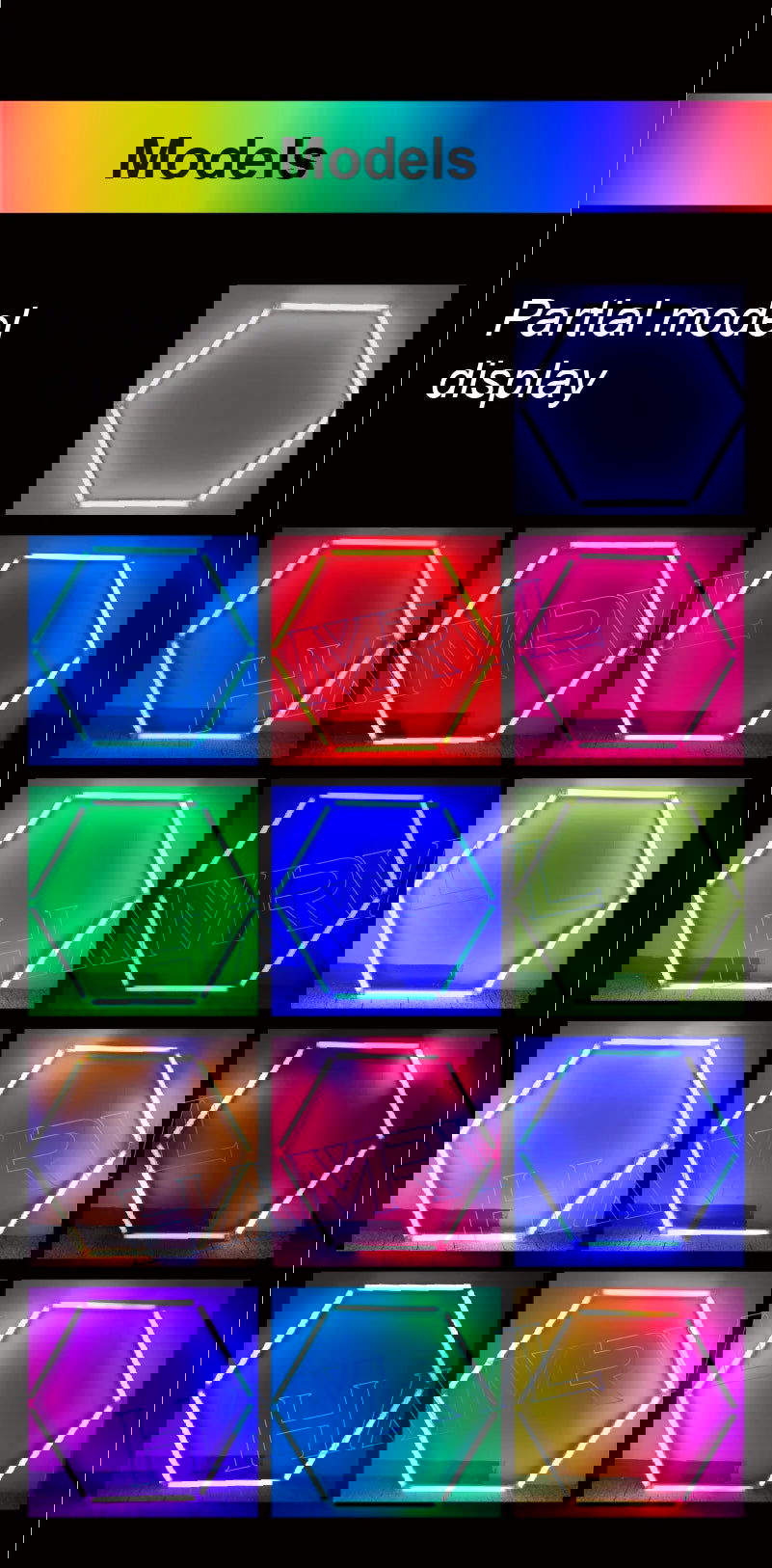 Hexagon RGB Ceiling & Wall Color Changing Wall Panels - Vivid Setups