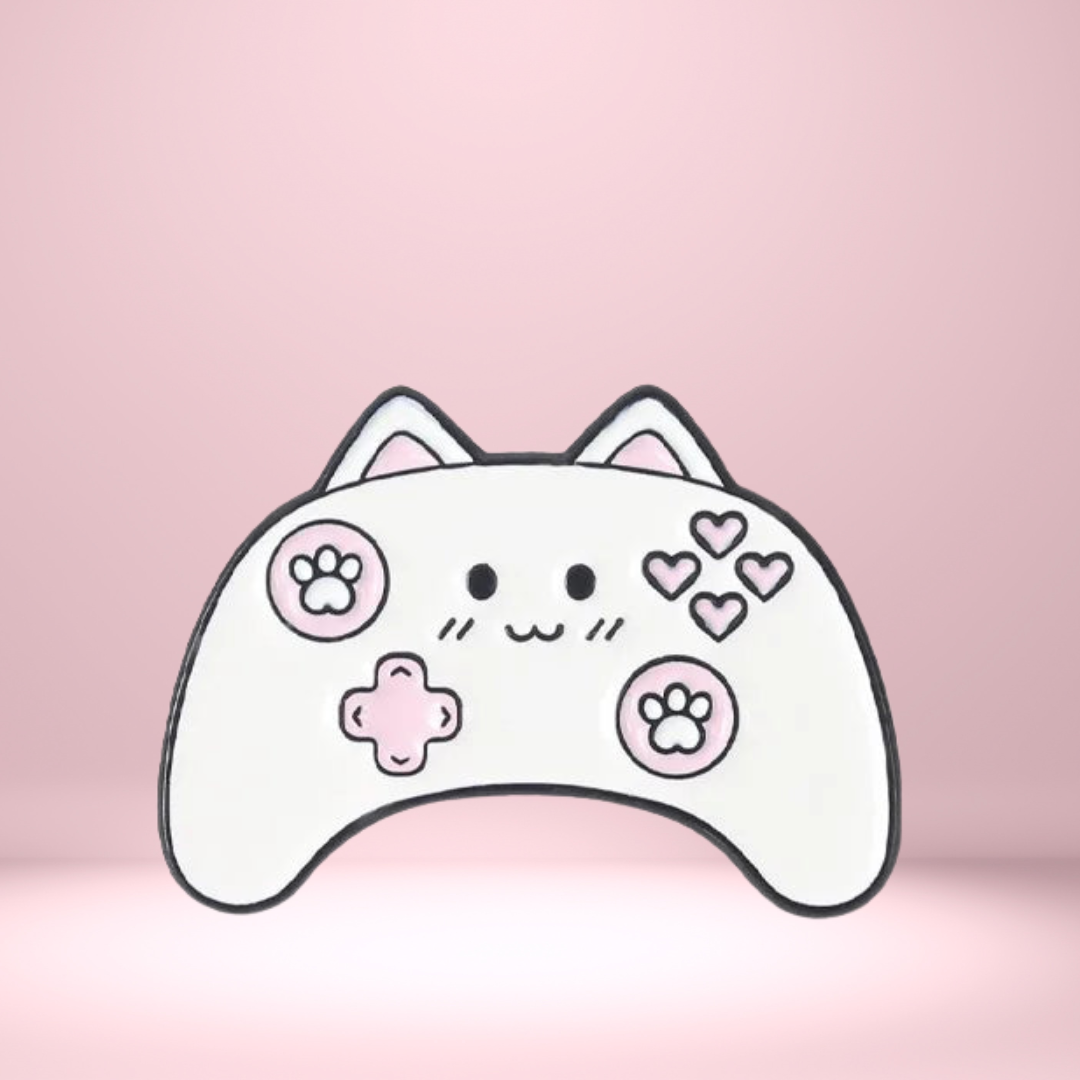Cat Shaped Gaming Brooch Pin Badge - Vivid Setups