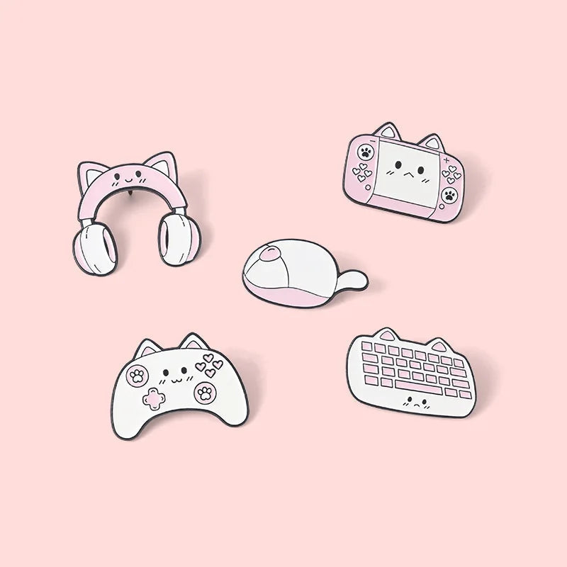 Cat Shaped Gaming Brooch Pin Badge - Vivid Setups