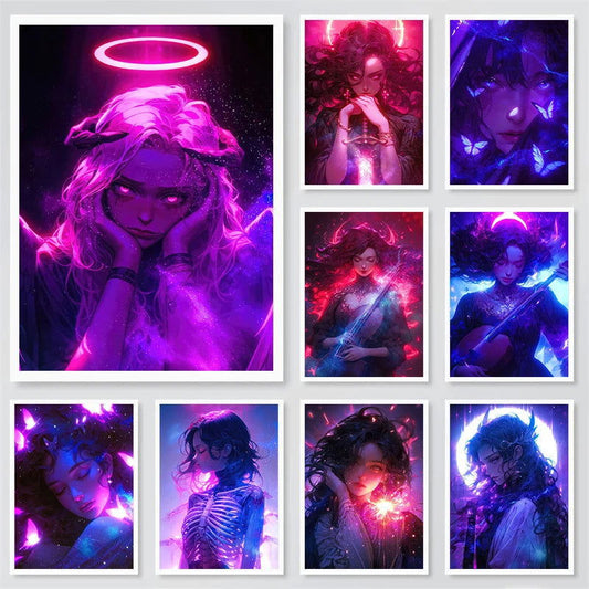 Cyber Punk Gamer Girl Printed Wall Canvas - Vivid Setups