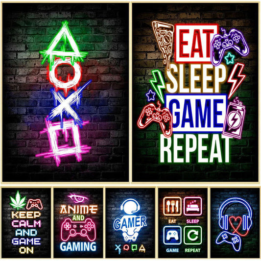 Cyber Punk Gamer Neon Printed Canvas - Vivid Setups