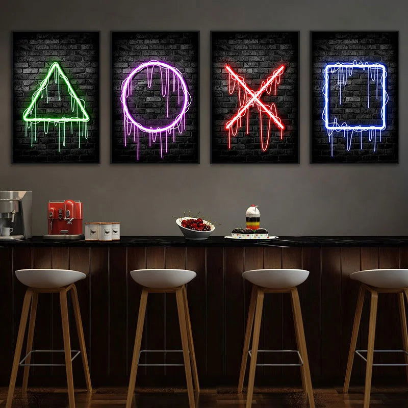Cyber Punk Gamer Neon Printed Canvas - Vivid Setups