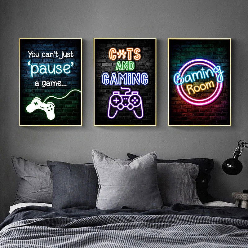 Cyber Punk Gamer Neon Printed Canvas - Vivid Setups