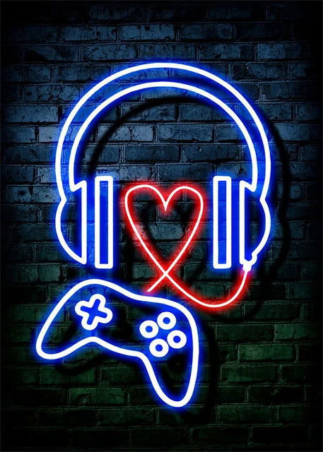 Cyber Punk Gamer Neon Printed Canvas - Vivid Setups