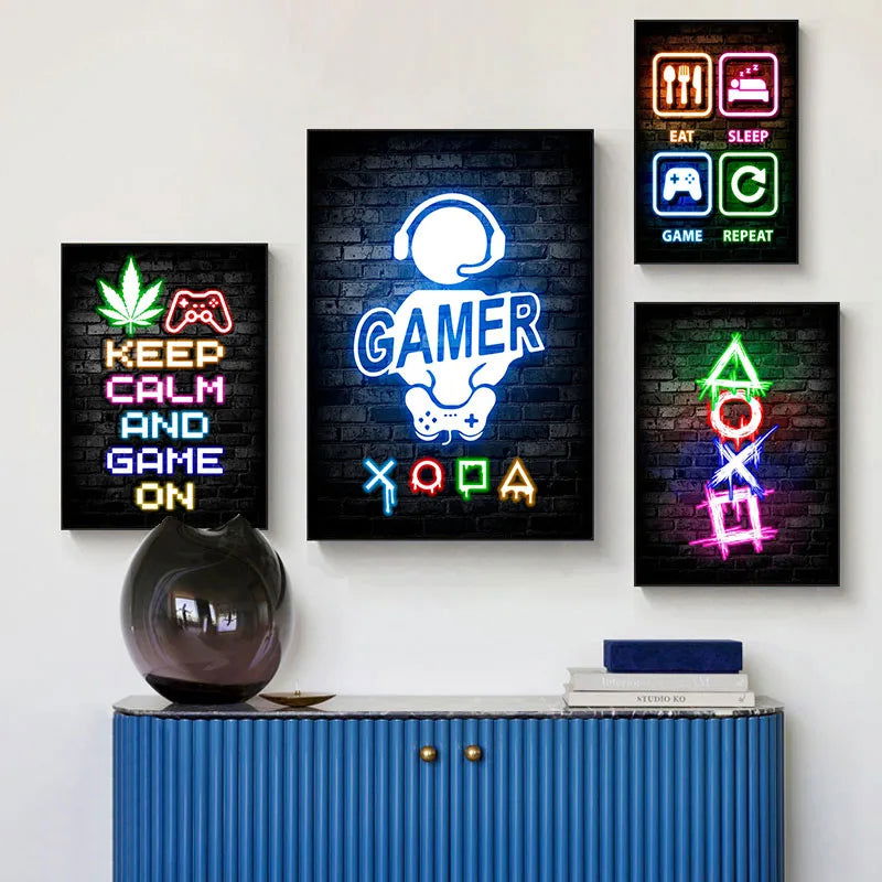 Cyber Punk Gamer Neon Printed Canvas - Vivid Setups