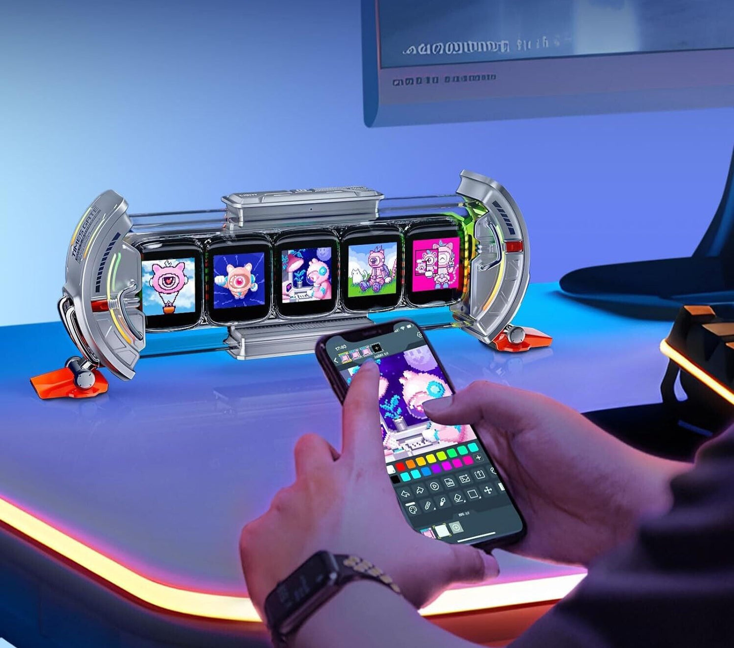 Desktop Time & Pixel Art Gaming Setup Display Clock - Vivid Setups