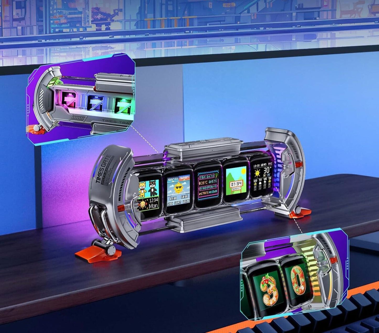 Desktop Time & Pixel Art Gaming Setup Display Clock - Vivid Setups