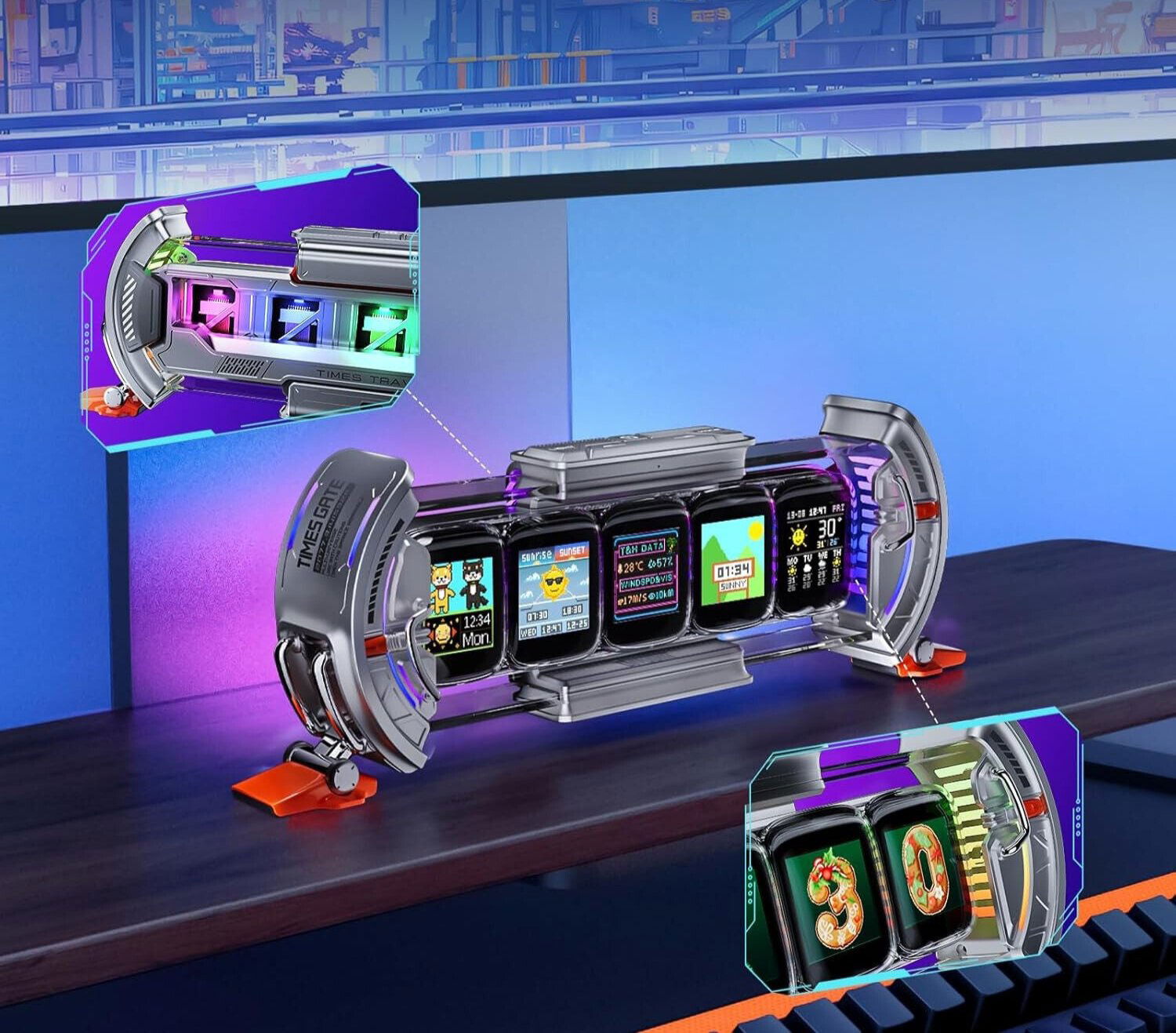 Desktop Time & Pixel Art Gaming Setup Display Clock - Vivid Setups