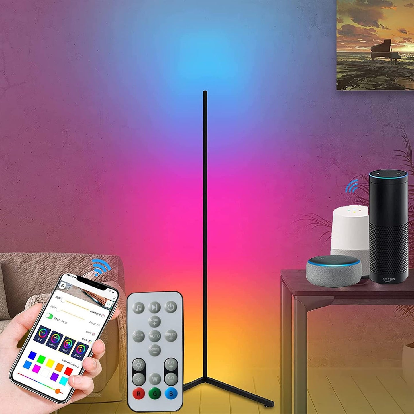 RGB Smart Floor Corner Lamp - Vivid Setups