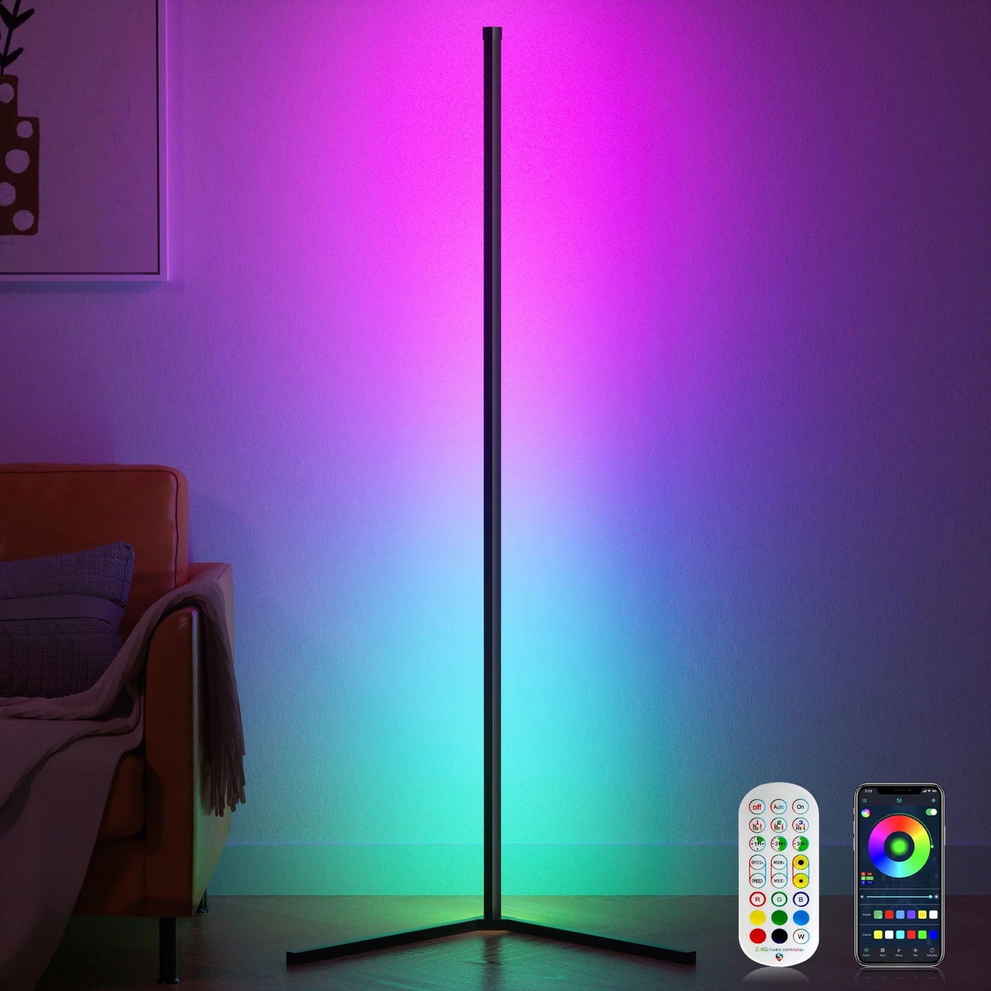 RGB Smart Floor Corner Lamp - Vivid Setups