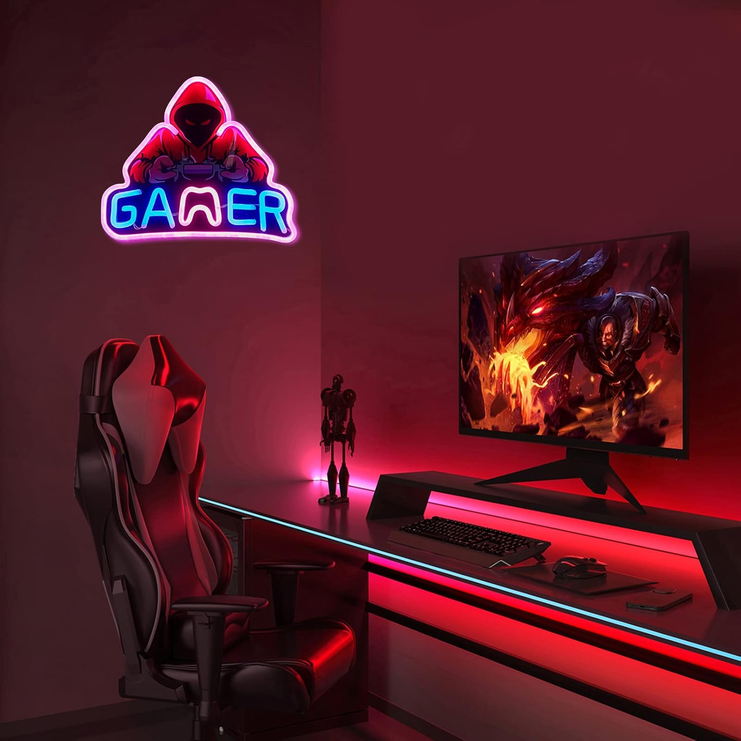 GAMER LED Neon Wall Lamp Sign - Vivid Setups