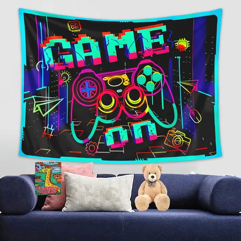 Game Room Black Light Responsive Wall Tapestry - Vivid Setups