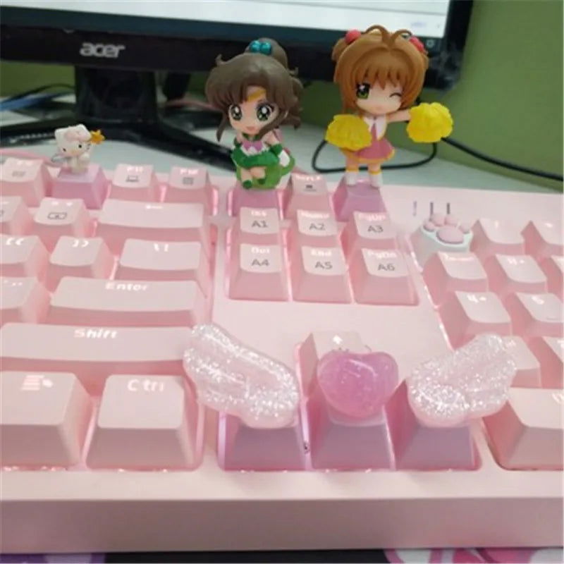 Girly Crystal Wings Mechanical Keyboard Key Cap - Vivid Setups