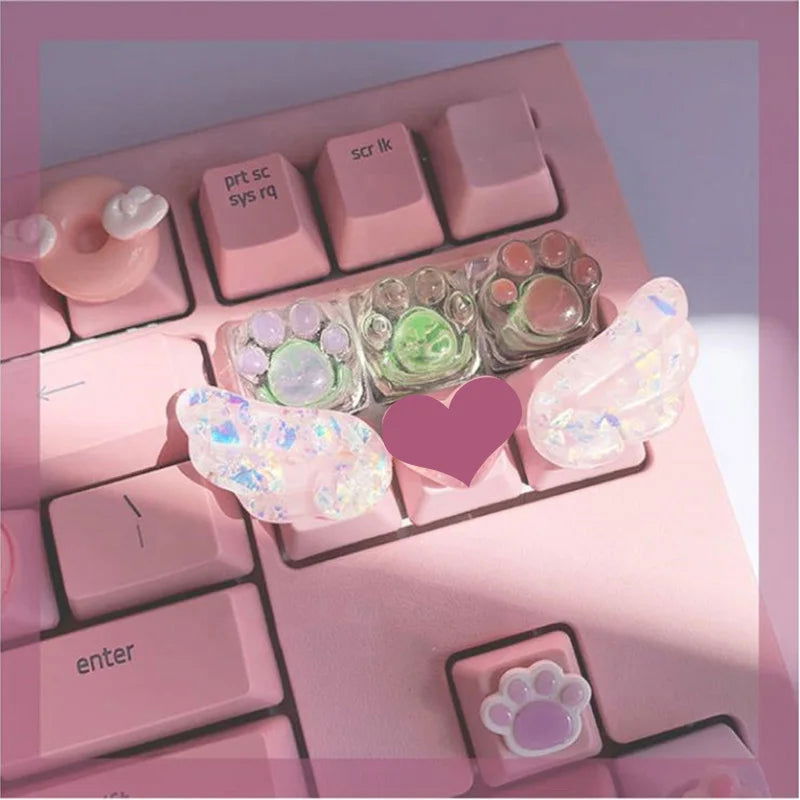 Girly Crystal Wings Mechanical Keyboard Key Cap - Vivid Setups