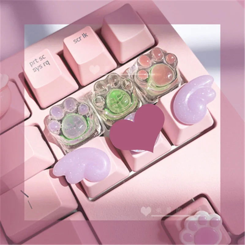 Girly Crystal Wings Mechanical Keyboard Key Cap - Vivid Setups
