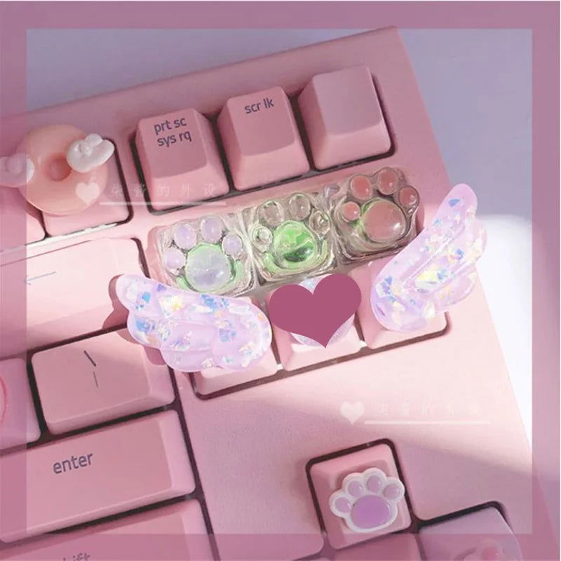 Girly Crystal Wings Mechanical Keyboard Key Cap - Vivid Setups