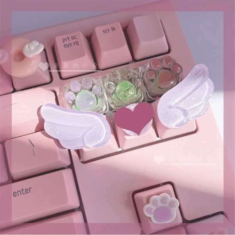 Girly Crystal Wings Mechanical Keyboard Key Cap - Vivid Setups