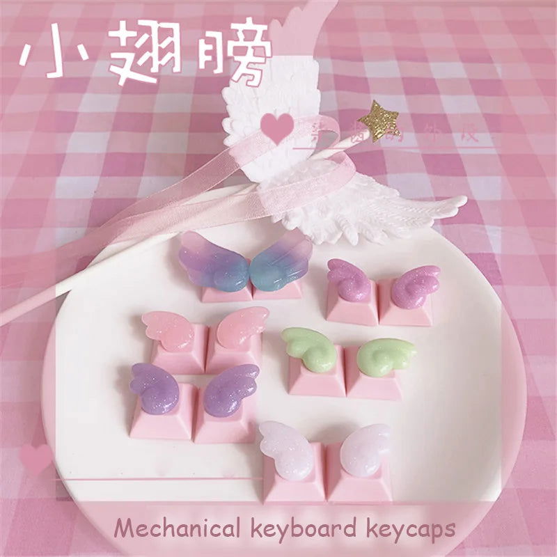 Girly Crystal Wings Mechanical Keyboard Key Cap - Vivid Setups