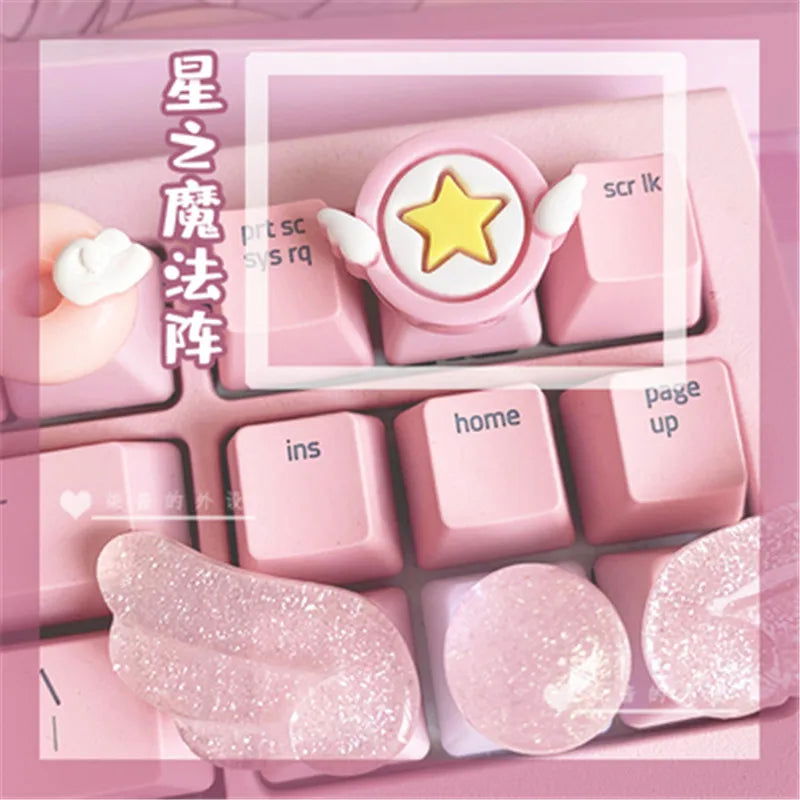 Girly Crystal Wings Mechanical Keyboard Key Cap - Vivid Setups