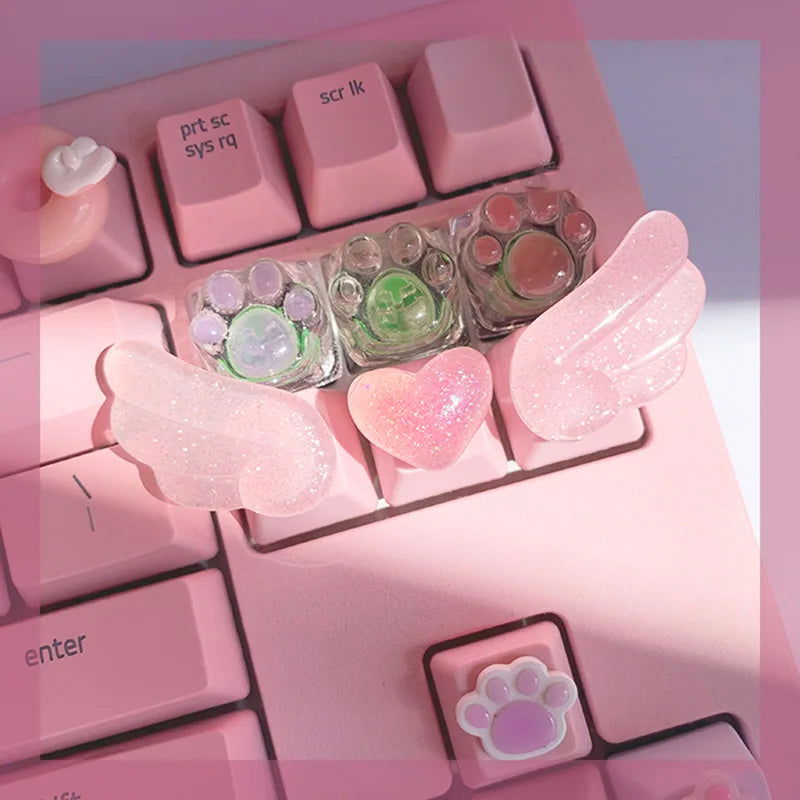Girly Crystal Wings Mechanical Keyboard Key Cap - Vivid Setups