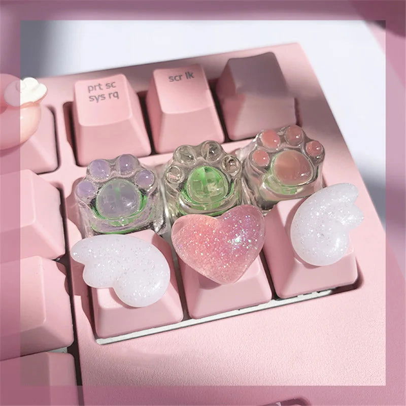 Girly Crystal Wings Mechanical Keyboard Key Cap - Vivid Setups