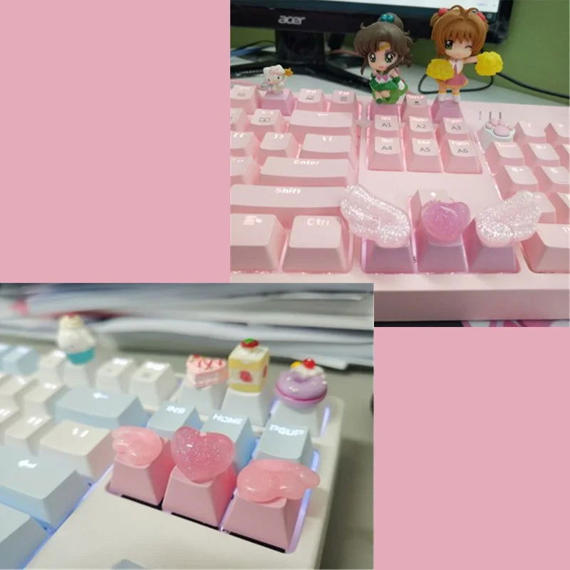 Girly Crystal Wings Mechanical Keyboard Key Cap - Vivid Setups