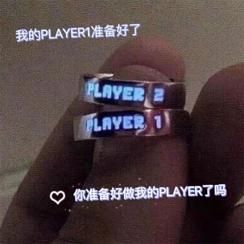 Glowing Gamer Couple Ring Set Gift - Vivid Setups