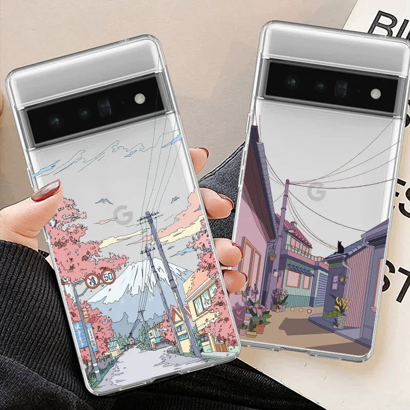 Google Pixel 7a 7Pro 6a 6 6Pro 8 8 Pro 5G Japanese Anime Inspired Landscape Phone Cover - Vivid Setups