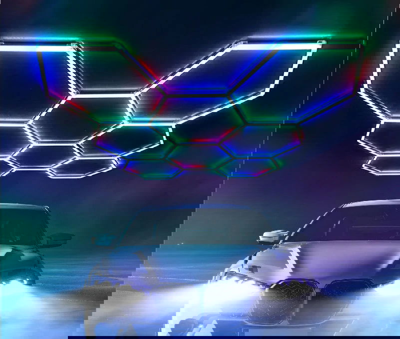 Hexagon RGB Ceiling & Wall Color Changing Wall Panels - Vivid Setups