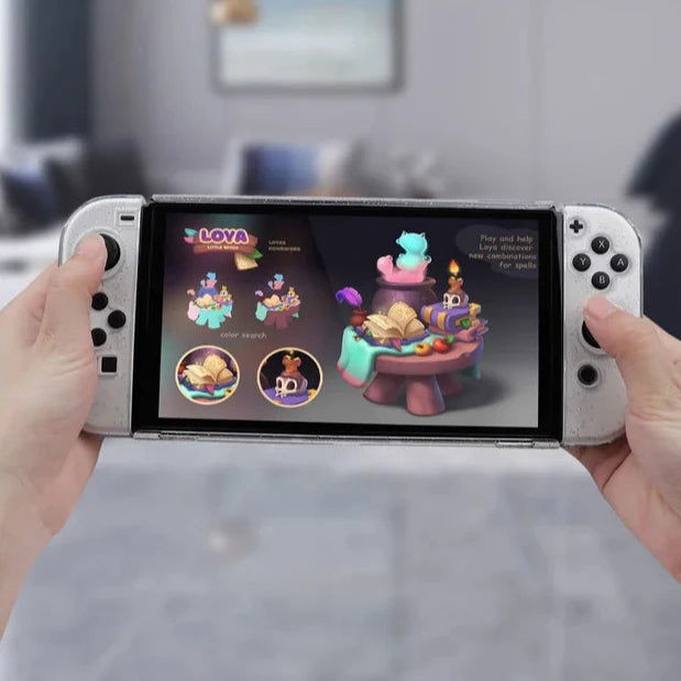 Nintendo Switch OLED Console And Controllers Transparent Glitter Shell Case - Vivid Setups