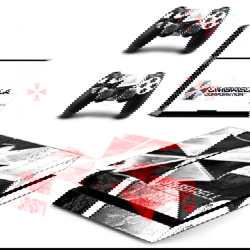 PS4 Biohazard Umbrella Console And Controller Vinyl Sticker Skin Set - Vivid Setups