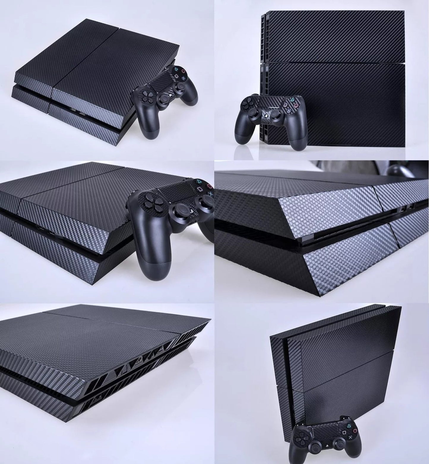 PS4 Carbon Fiber Pattern Console And Controllers Skin Sticker Vinyl Wrap Set - Vivid Setups