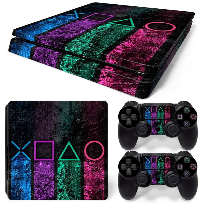 PS4 Slim Console and Controllers Fandom Skin Sticker Set - Vivid Setups