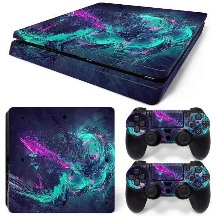PS4 Slim Console and Controllers Fandom Skin Sticker Set - Vivid Setups