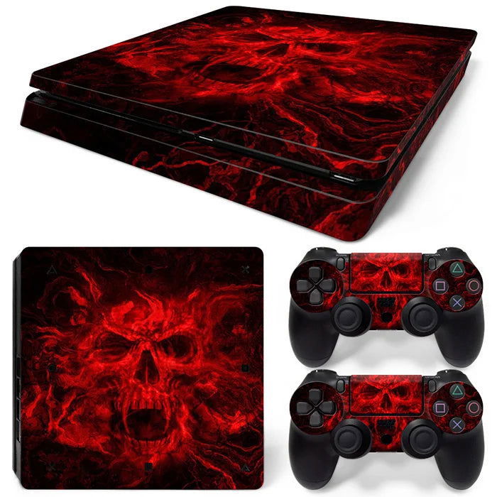 PS4 Slim Console and Controllers Fandom Skin Sticker Set - Vivid Setups