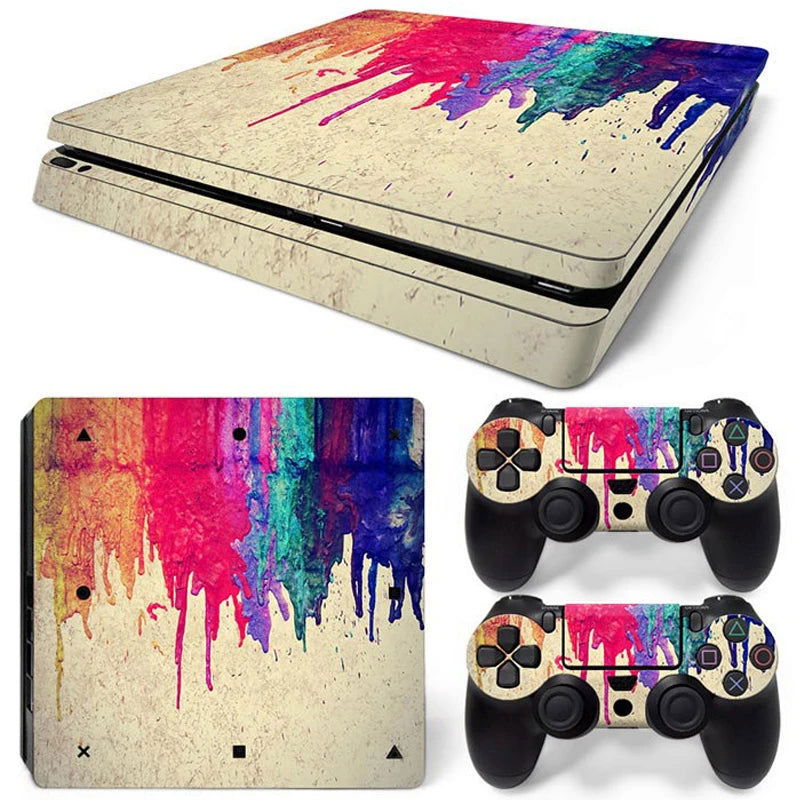 PS4 Slim Console and Controllers Fandom Skin Sticker Set - Vivid Setups