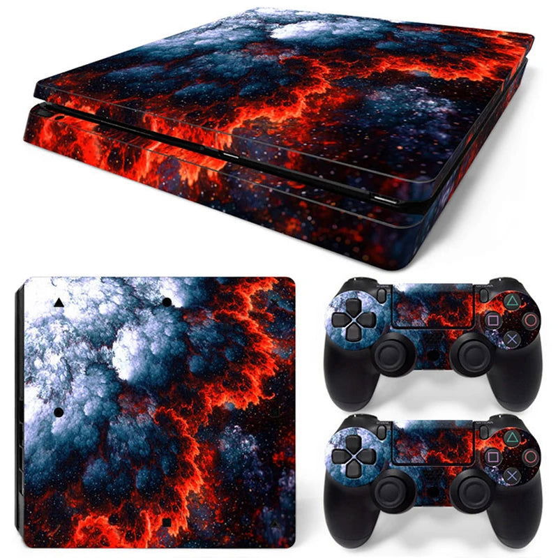 PS4 Slim Console and Controllers Fandom Skin Sticker Set - Vivid Setups