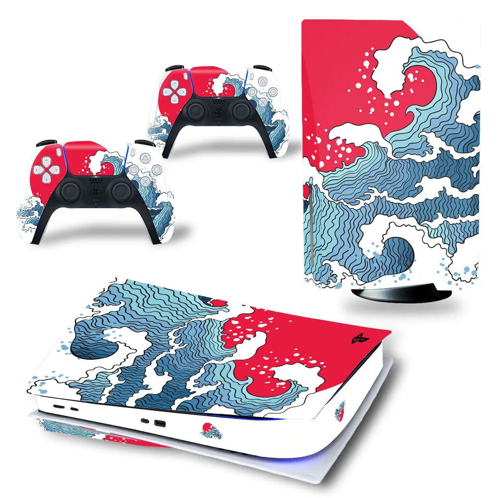 PS5 Disc Edition Console & Controllers Vinyl Skin Sticker Decal - Vivid Setups
