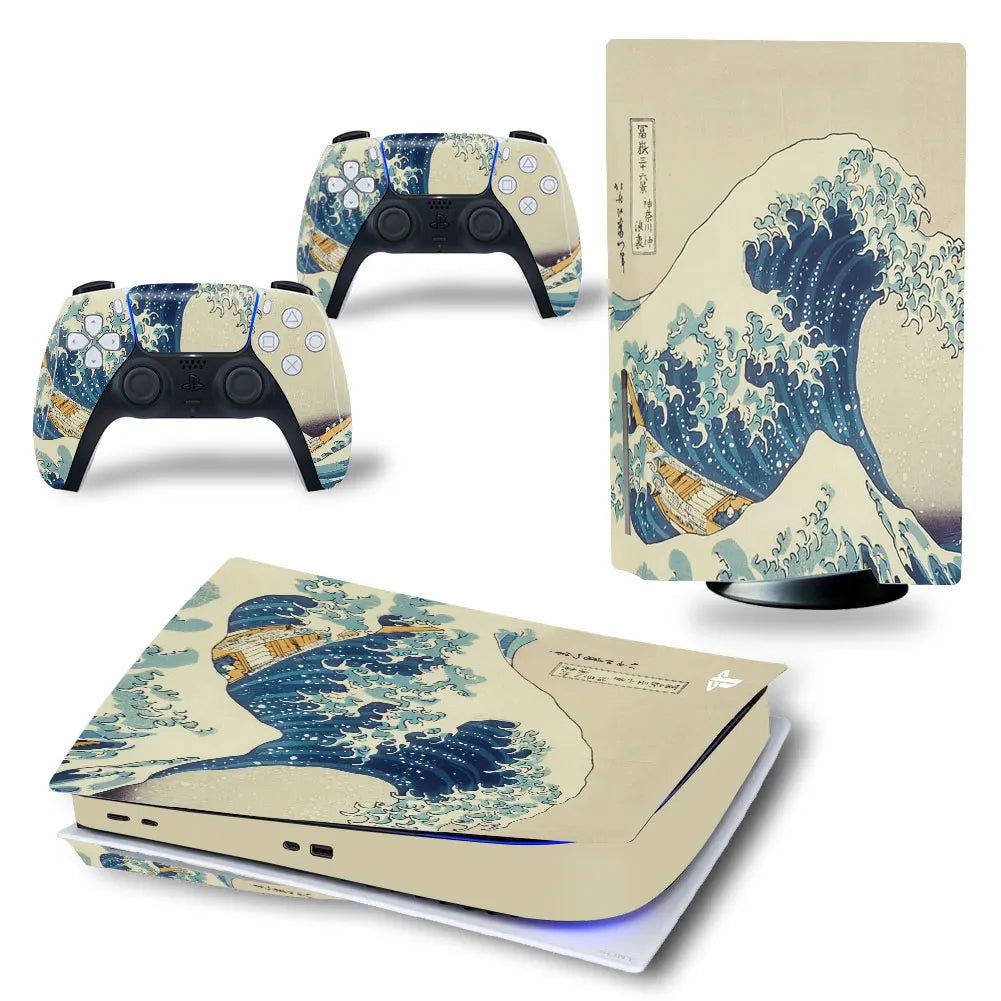 PS5 Disc Edition Console & Controllers Vinyl Skin Sticker Decal - Vivid Setups