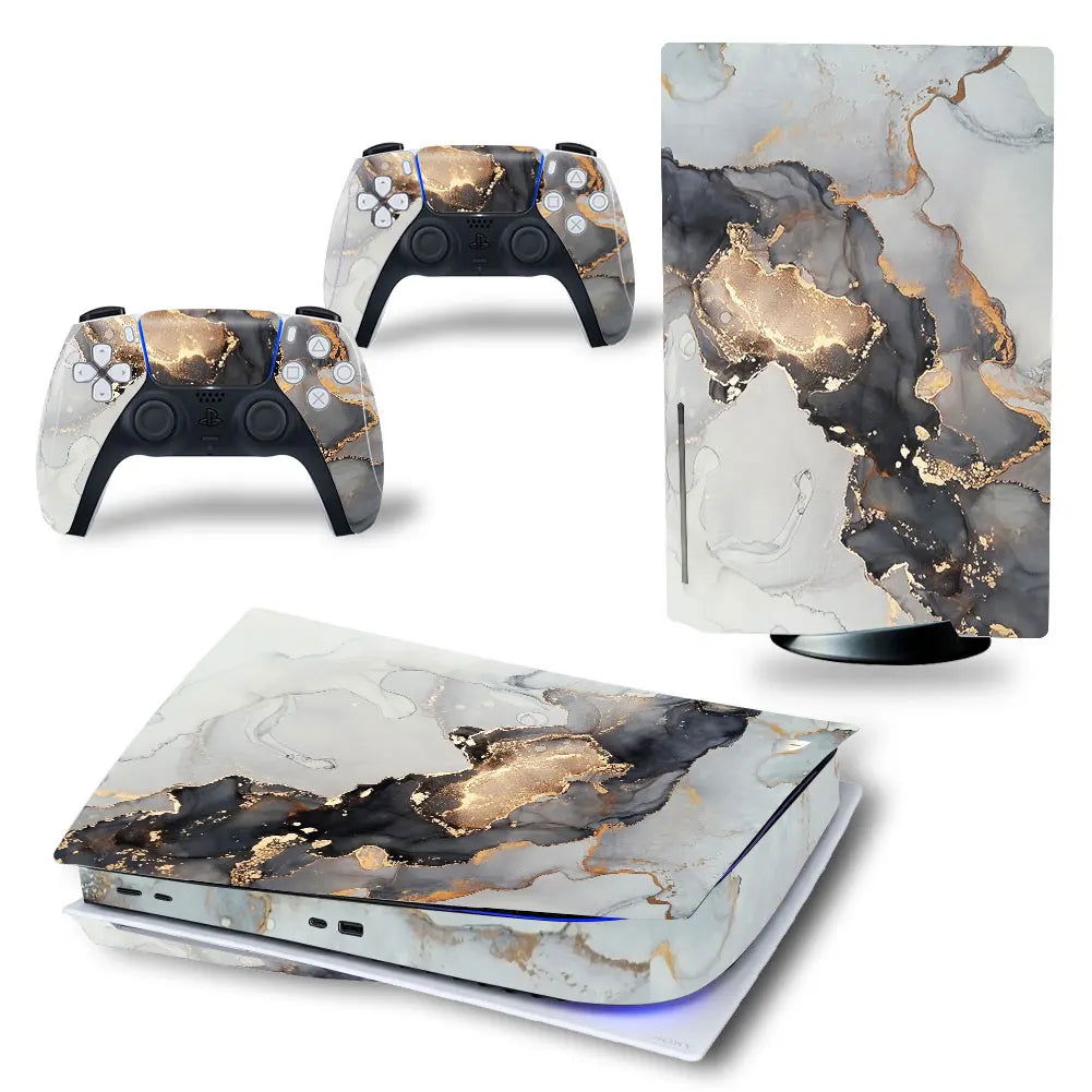 PS5 Disc Edition Console & Controllers Vinyl Skin Sticker Decal - Vivid Setups