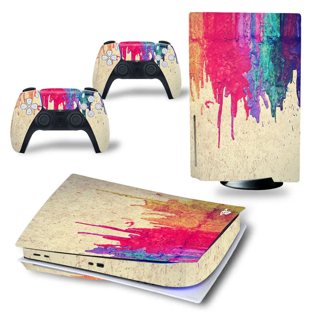 PS5 Disc Edition Console & Controllers Vinyl Skin Sticker Decal - Vivid Setups