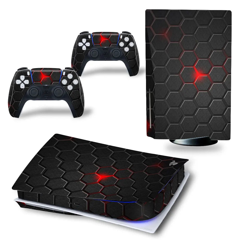 PS5 Disc Edition Console & Controllers Vinyl Skin Sticker Decal - Vivid Setups