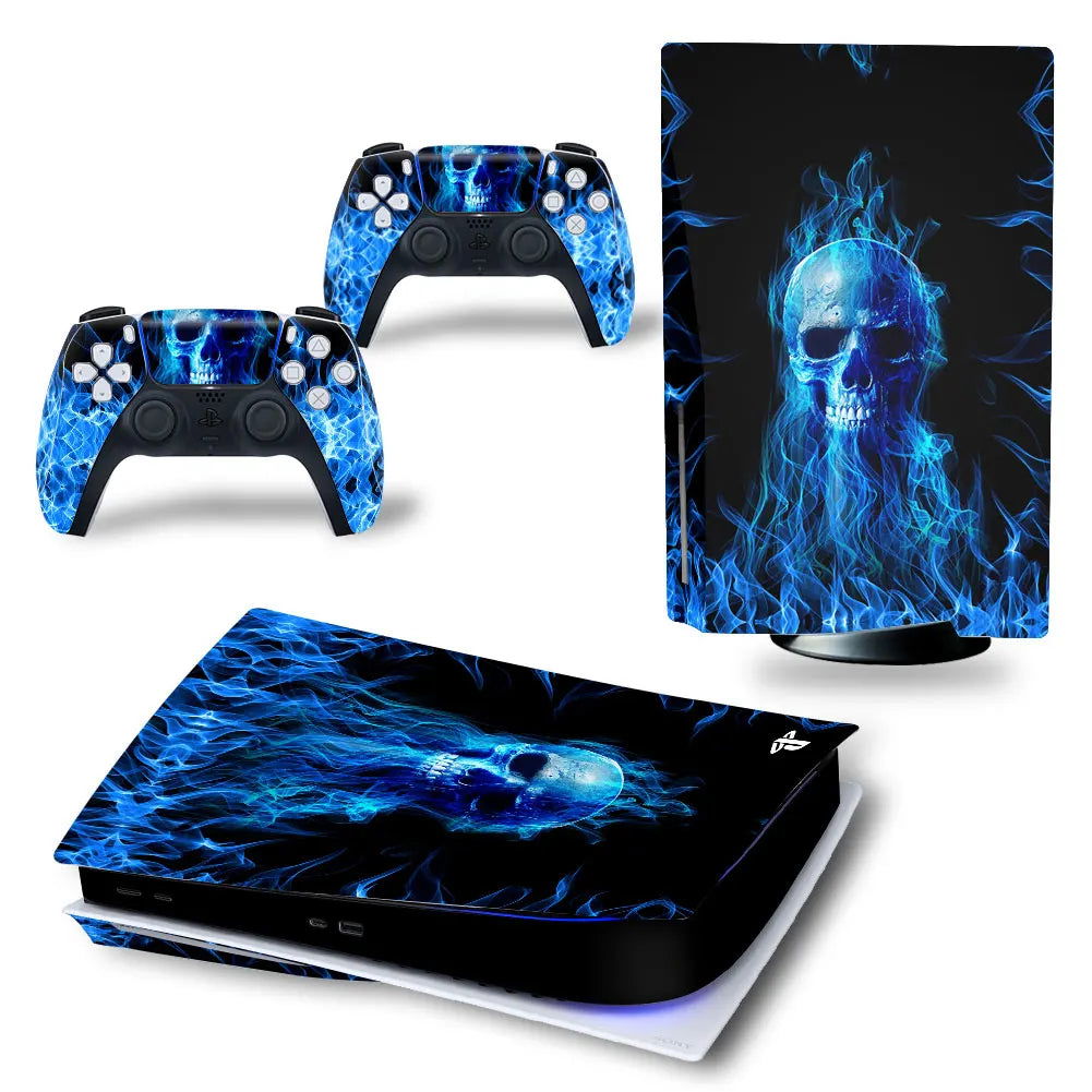 PS5 Disc Edition Console & Controllers Vinyl Skin Sticker Decal - Vivid Setups