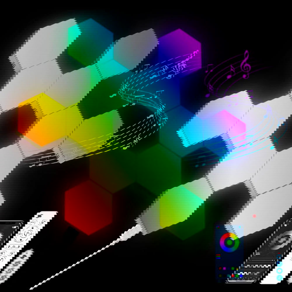 RGB LED Hexagon Light Bluetooth Indoor Wall Light - Vivid Setups