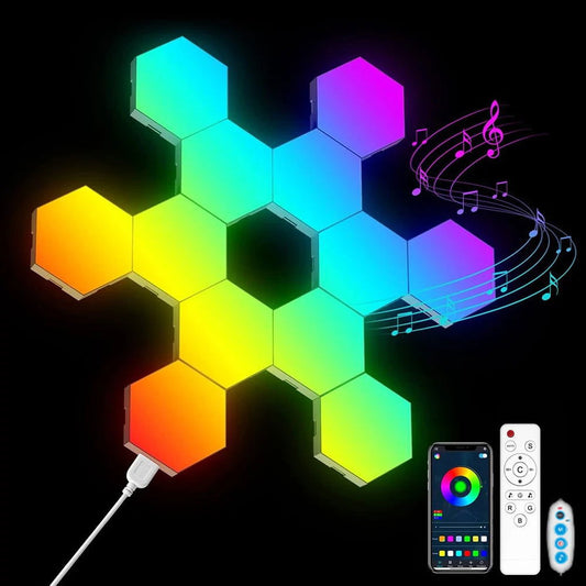 RGB LED Hexagon Light Bluetooth Indoor Wall Light - Vivid Setups