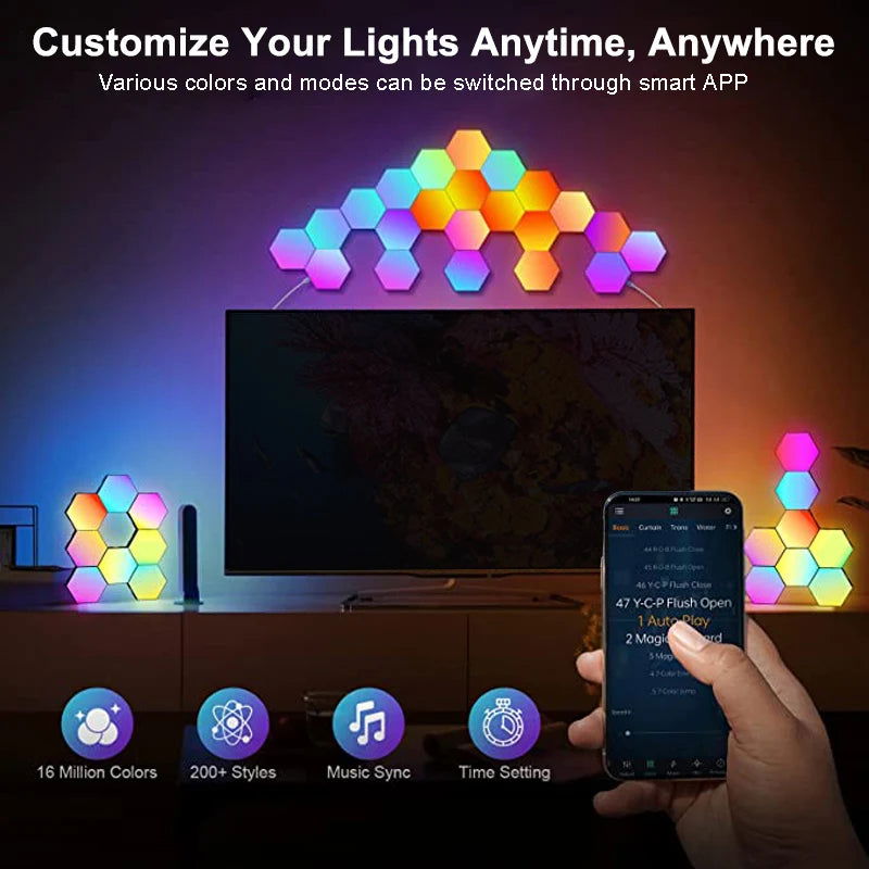 RGB LED Hexagon Light Bluetooth Indoor Wall Light - Vivid Setups