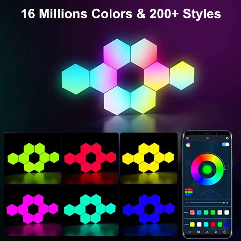 RGB LED Hexagon Light Bluetooth Indoor Wall Light - Vivid Setups