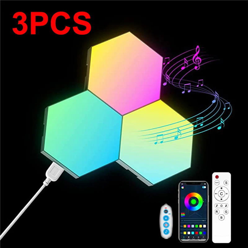 RGB LED Hexagon Light Bluetooth Indoor Wall Light - Vivid Setups