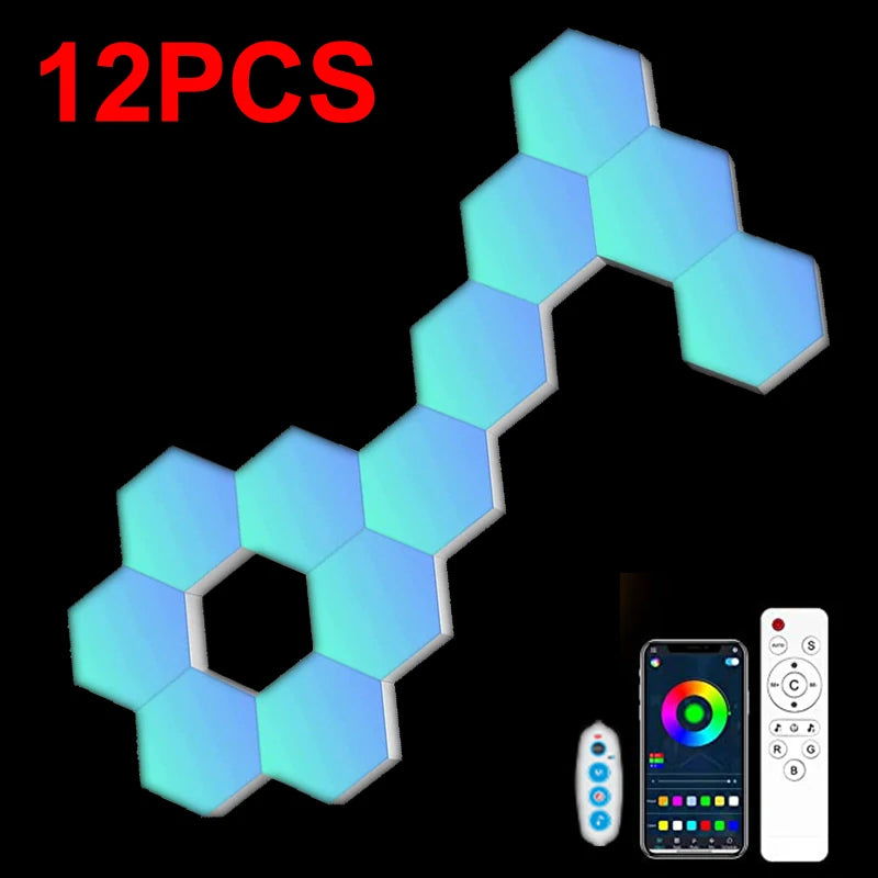 RGB LED Hexagon Light Bluetooth Indoor Wall Light - Vivid Setups